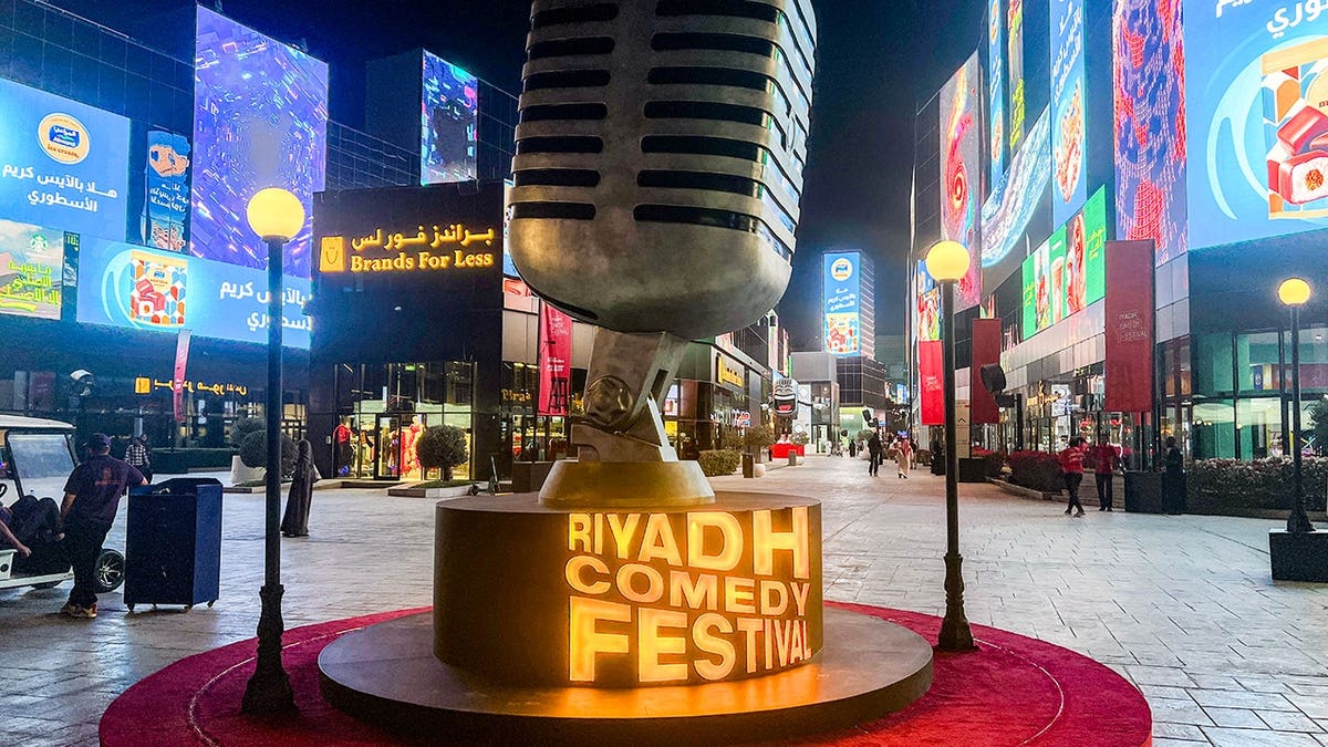Riyadh Comedy Festival installation at Boulevard City in Riyadh.