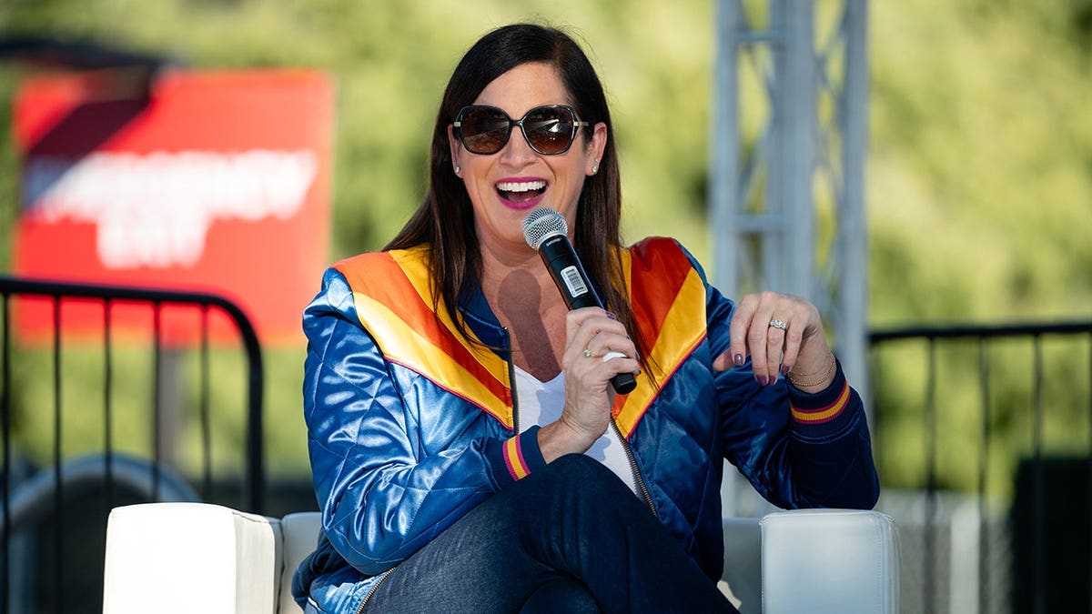 Sarah Spain speaks at NWSL Fan Fest in San Jose.