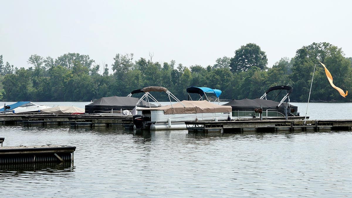 Boats beryllium moored connected the Scioto River successful Powell, Ohio.