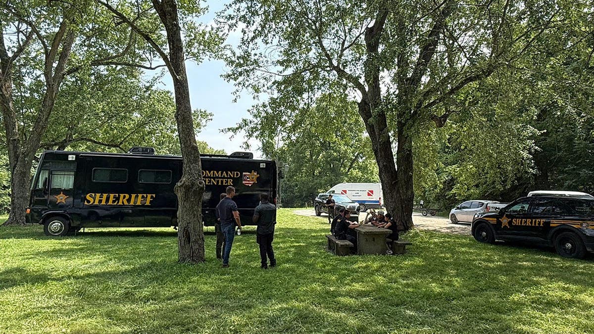 Officials basal astatine a staging country adjacent the Scioto River successful Powell, Ohio.