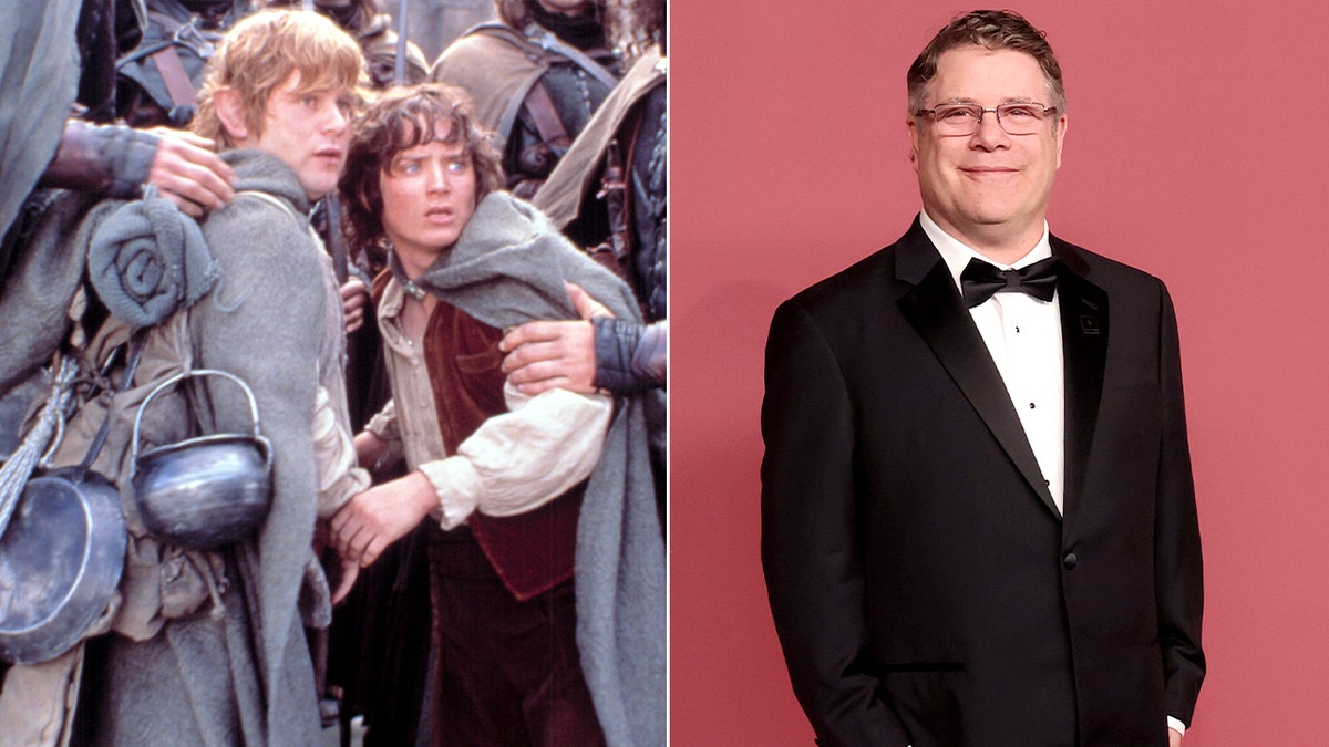 A split image of Sean Astin in "Lord of the Rings" and at the Actors Awards in 2026.