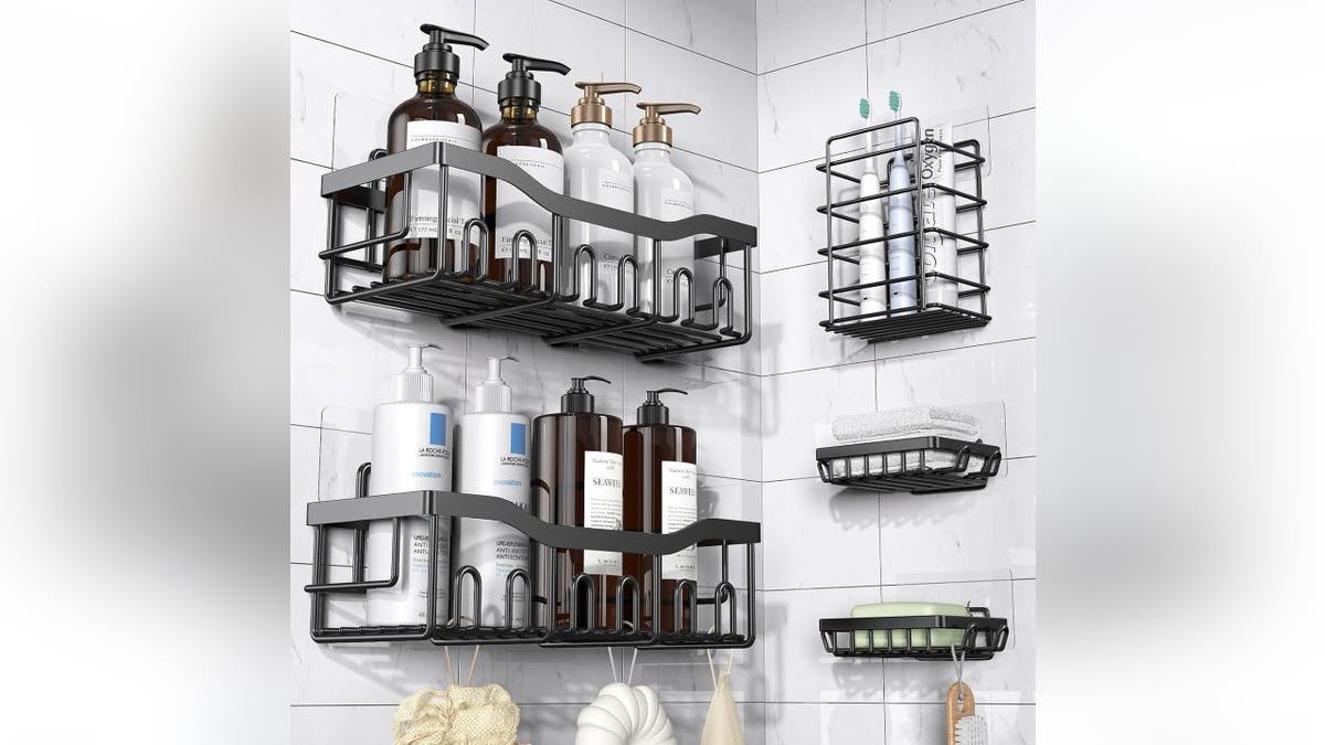 This attractive storage option gives you space for all your shower products.