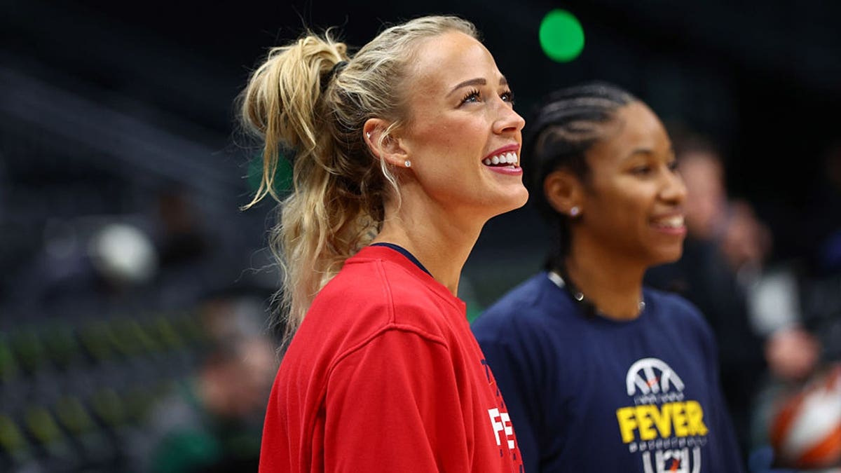 Sophie Cunningham of the Indiana Fever smiles before a game.