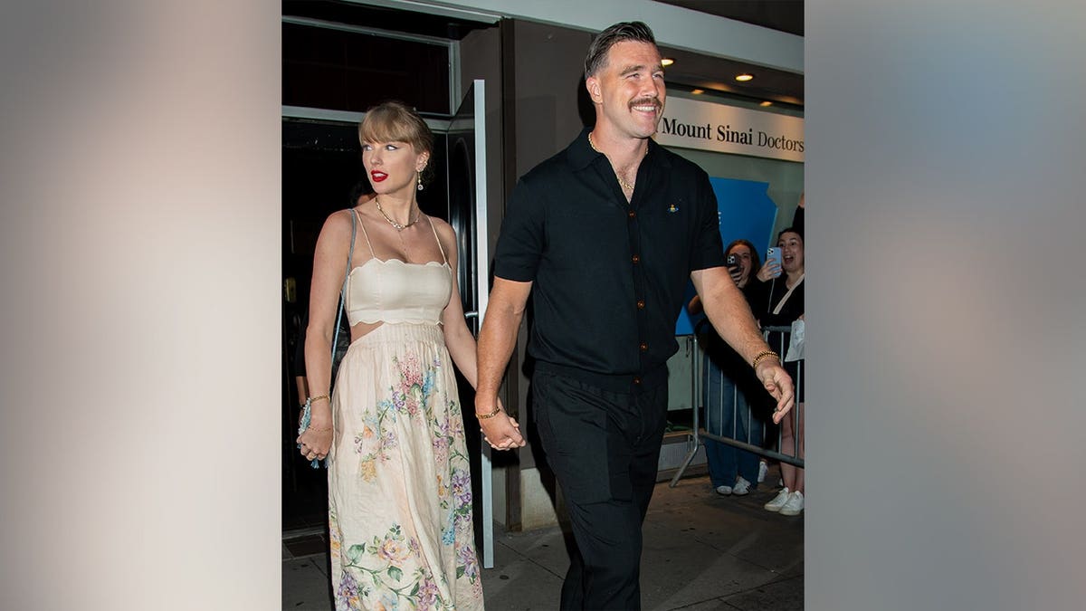 Taylor Swift and Travis Kelce leaving a friend's wedding together in New York in September 2024.