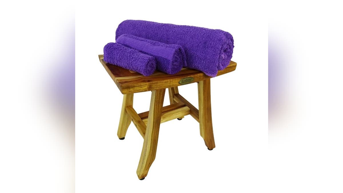 Add a water-resistant teak bench to your shower or bathroom for an elevated look.