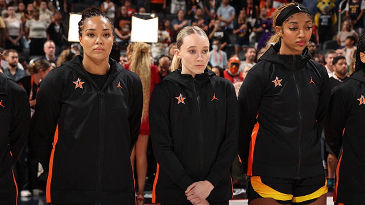 Team Collier stands for the national anthem before the AT&T WNBA All-Star Game 2025.