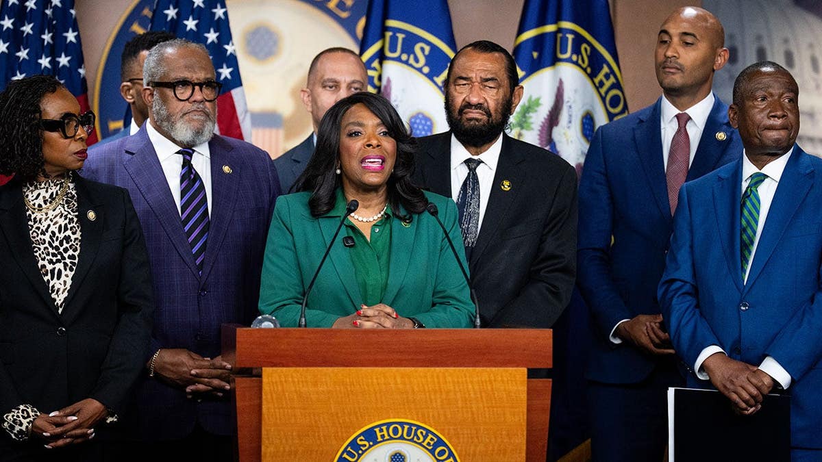 Rep. Terri Sewell speaks at a news conference with other lawmakers in the U.S. Capitol.