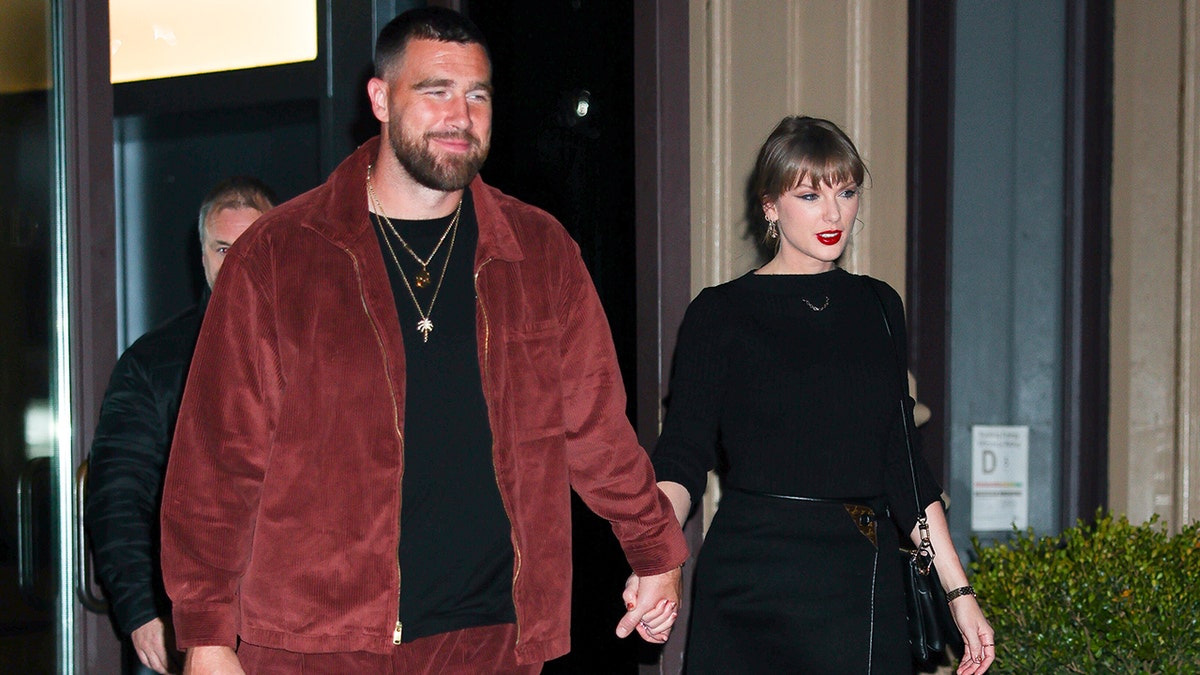 Taylor Swift and Travis Kelce seen in NoHo on November 06, 2025 in New York City.