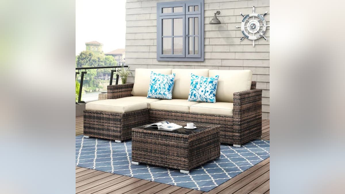 Get a patio set that resists bad weather.