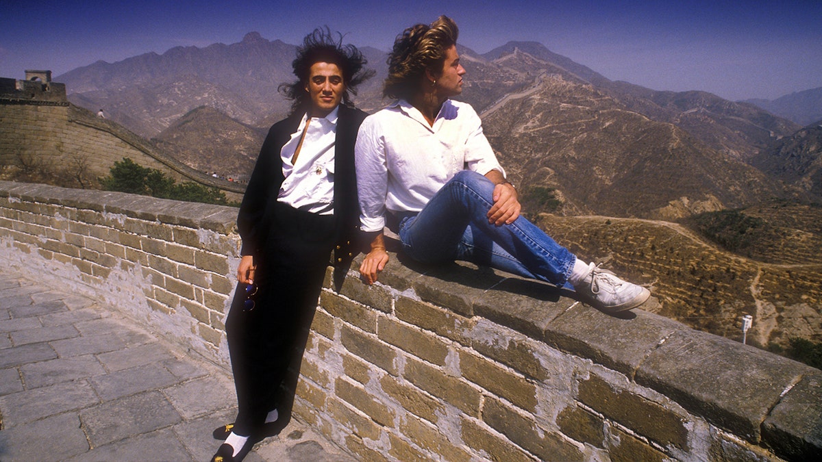Wham! band members visited China at the Great Wall in 1985.