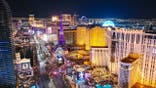 A nighttime view of the Las Vegas Strip.