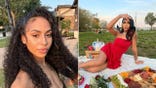 Split photo of Ayzia J. Toledo at a picnic and a selfie
