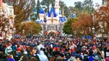 Aerial view of crowded Disneyland center