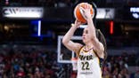 Caitlin Clark shooting the ball during a WNBA game