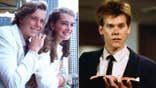 A split side-by-side image of Christopher Atkins, Brooke Shields and Kevin Bacon.
