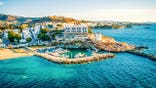 Aerial vew of village on island of Paros in Greece