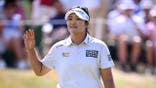 Haeran Ryu reacts on the 18th green at Evian Resort Golf Club.