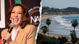 Kamala Harris speaks during The National Action Network Convention 2026 on April 10, 2026 in New York City. People walk on Zuma Beach with Point Dume in the background during a winter heat wave on January 29, 2026 in Malibu, California.