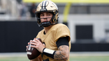 Jared Curtis prepares to throw during warmups at FirstBank Stadium.