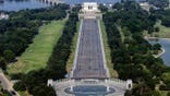 The Lincoln Memorial and Reflecting Pool are seen from the Washington Monument in Washington.
