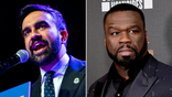 Photos arranged of Zohran Mamdani and rapper 50 cent