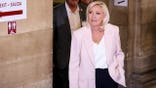 National Rally parliamentary group president Marine Le Pen arrives to attend the verdict in the appeal trial of RN former or actual members on charges of embezzlement of European public funds in a case of alleged European Parliament fake jobs at Paris Court of Appeal on July 7, 2026.