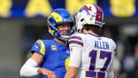 Matthew Stafford and Josh Allen talk before a game