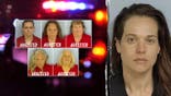 image shows split of mug shots from alleged accomplices on left and johnson's mugshot on right