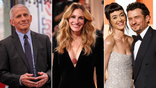 A split of Anthony Fauci, Julia Roberts and Katy Perry and Orlando Bloom