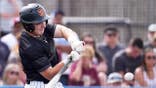 Sallisaw's Carson Sharp hits walk-off home run during a Class 4A high school playoff baseball game between Sallisaw and Blanchard at Noble High School in Noble, Okla., May, 14, 2026.