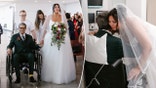 Bride with father at hospital wedding