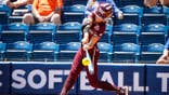 Brylie St. Clair hits against Tennessee at Katie Seashole Pressly Stadium.