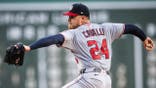 Cade Cavalli, Washington Nationals pitcher, throws a pitch in the first inning at Fenway Park.
