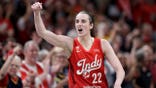Caitlin Clark reacts late in the game against the Seattle Storm.
