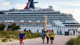 Carnival cruise ship departs Miami Beach.