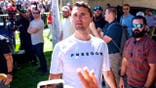 Charlie Kirk speaks at Utah Valley University before fatal shooting.
