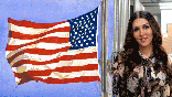 GIF of patriotic art and portrait of Erin Scavino with Art in Embassies