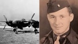 split photo of portrait of McKinney and aircraft