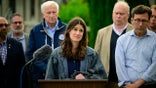 LONGVIEW, WASHINGTON - MAY 26: U.S. Rep. Marie Gluesenkamp Perez (D-WA) addresses reporters outside the Nippon Dynawave Packaging facility during a press conference following a fatal chemical storage tank failure on May 26, 2026 in Longview, Washington. One person was killed, while 10 others were injured, and nine employees remain unaccounted for following a catastrophic storage tank failure involving corrosive "white liquor" at the paper mill Tuesday morning. (Photo by Mathieu Lewis-Rolland/Getty Images)