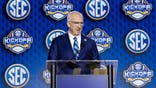 TAMPA, FLORIDA - JULY 20: SEC Commissioner Greg Sankey speaks at the SEC Football Media Day at Tampa Marriott Water Street on July 20, 2026 in Tampa, Florida. (Photo by Parker S. Freedman/Getty Images)