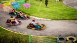 People go-karting on an outdoor track