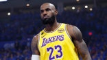 LeBron James looks on