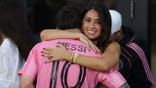 Lionel Messi hugs Antonella Rocuzzo after Inter Miami won the MLS Cup Final.