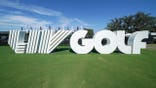 LIV Golf logo near the first tee at Maridoe Golf Club.