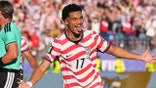 United States' Malik Tillman celebrates after scoring on a free kick during the World Cup round of 32 soccer match between the United States and Bosnia in Santa Clara, Calif., near San Francisco, Wednesday, July 1, 2026.