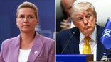 Denmark's Prime Minister Mette Frederiksen, left, and President Donald Trump, right