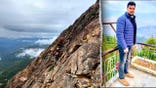 A composite image of mountain rescue personnel searching and Gursimran Singh posing in a photo