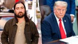 Split image of Noah Kahan, left, and President Donald Trump, right.