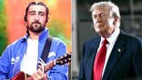 Split image of Noah Kahan, left, and President Donald Trump, right/