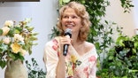 Pamela Anderson speaks at an event in New York City.